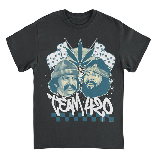 Cheech & Chong Team 420 Duo Leaf Flags Mens T Shirt Black