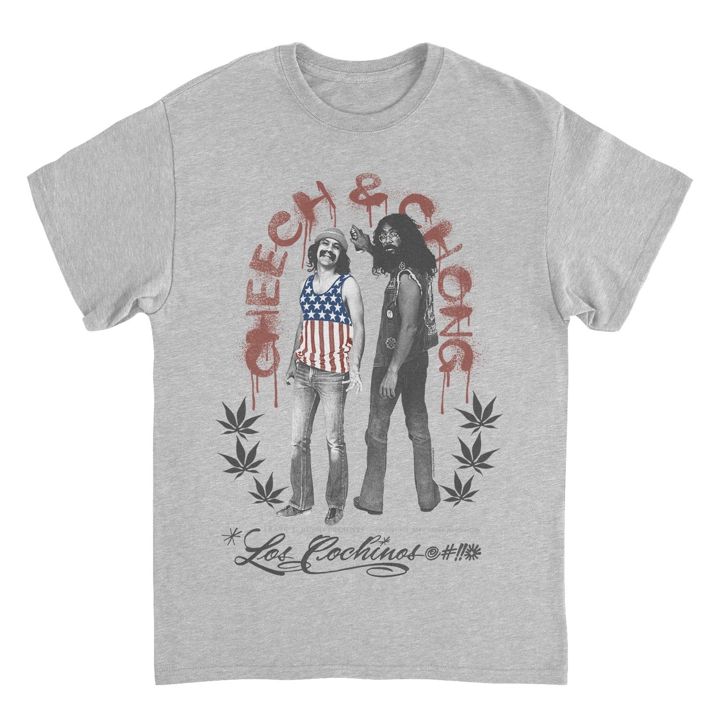 Cheech & Chong Los Cochinos Retro Concert Poster Mens T Shirt Grey