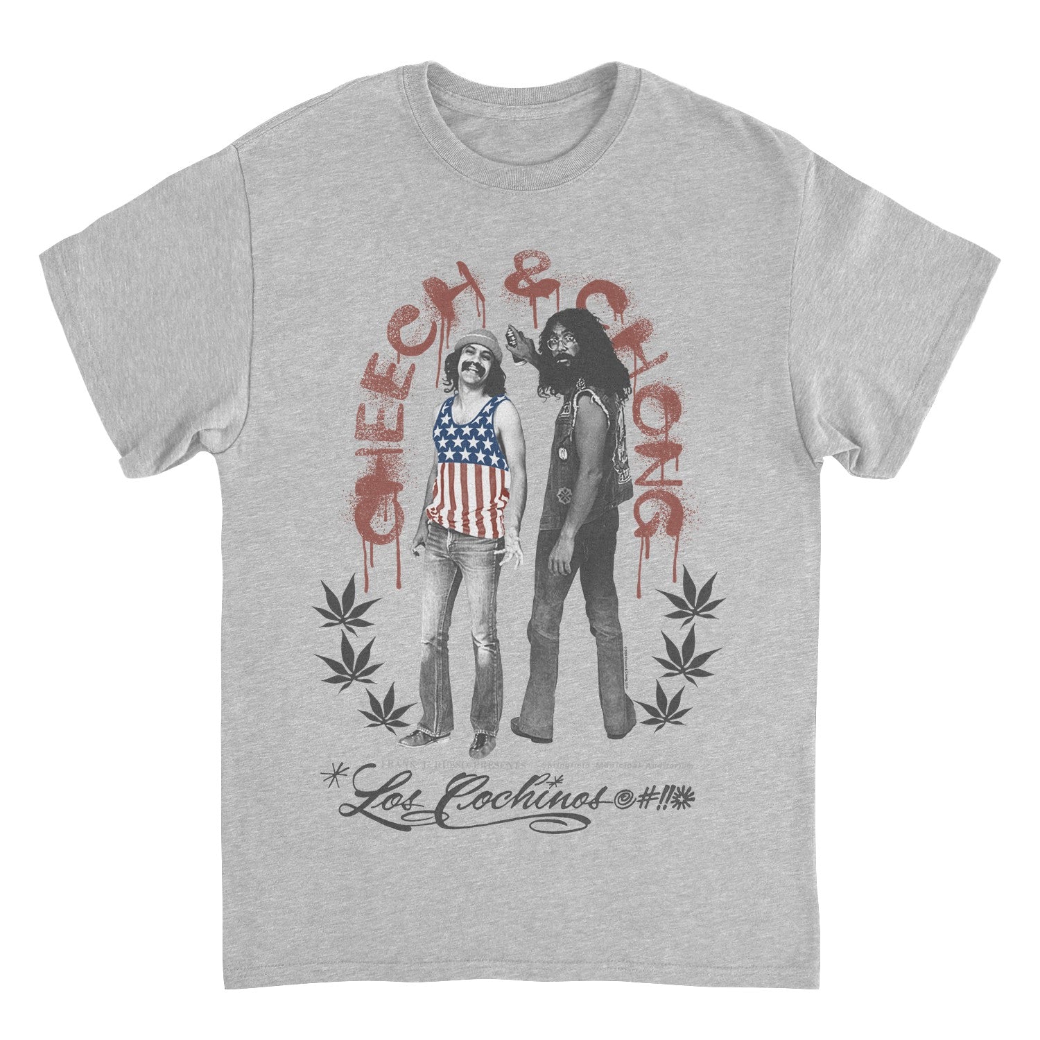 Cheech & Chong Los Cochinos Retro Concert Poster Mens T Shirt Grey