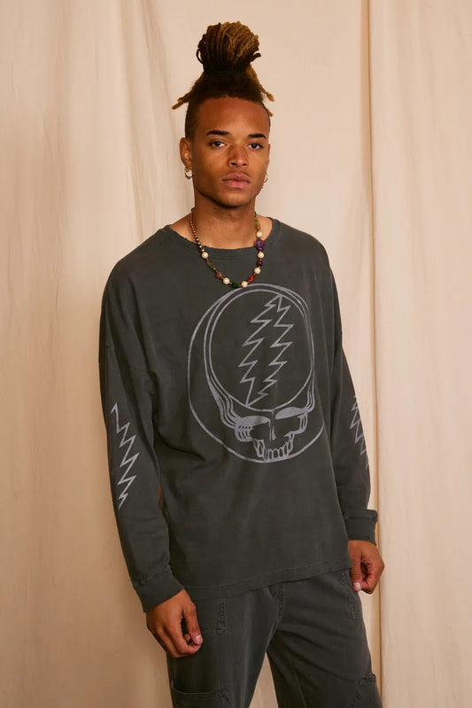 Grateful Dead Outliner Mens Long Sleeve Shirt Black