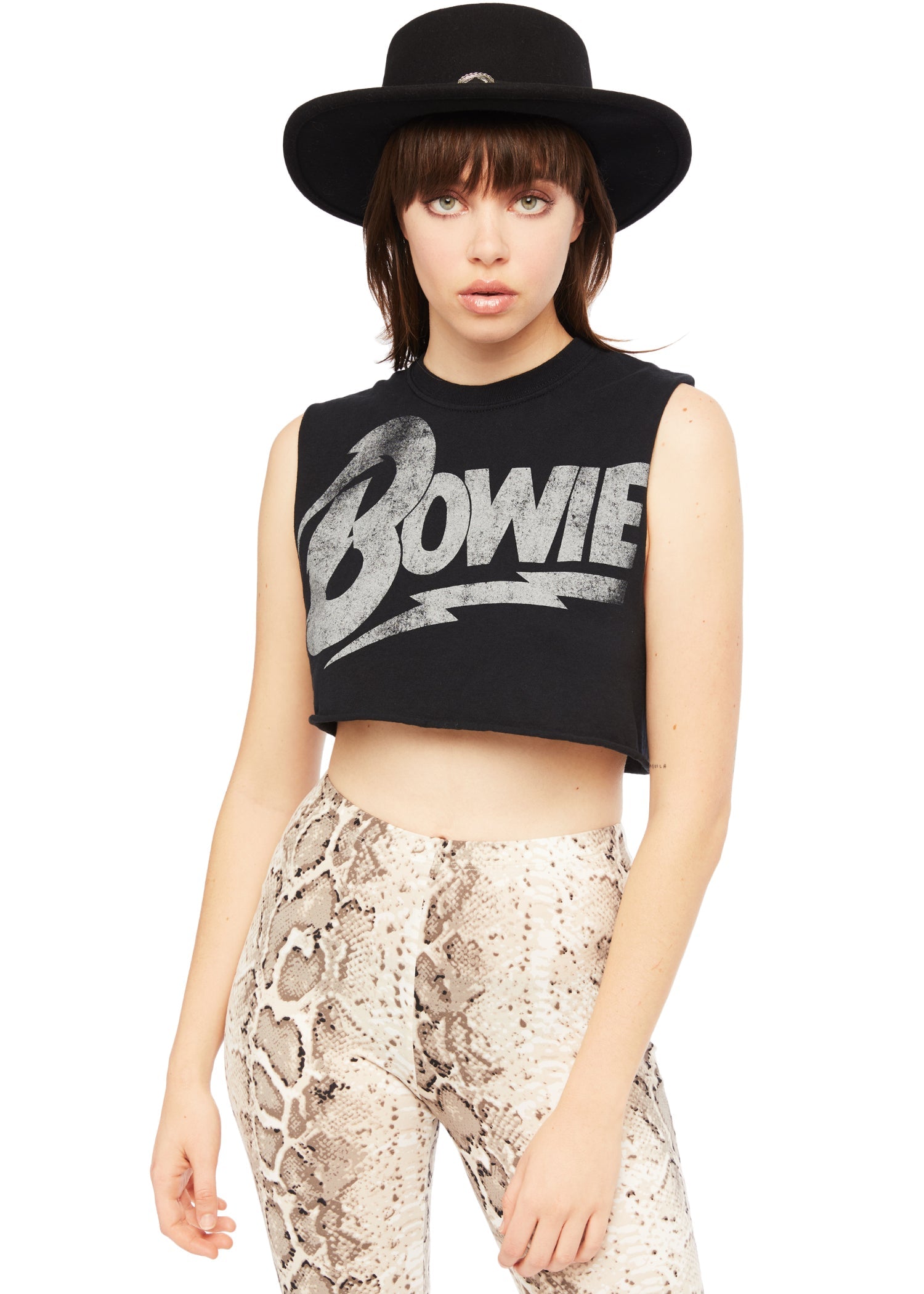 David Bowie Cropped Womnes Tee T Shirt Black by Goodie Two Sleeves