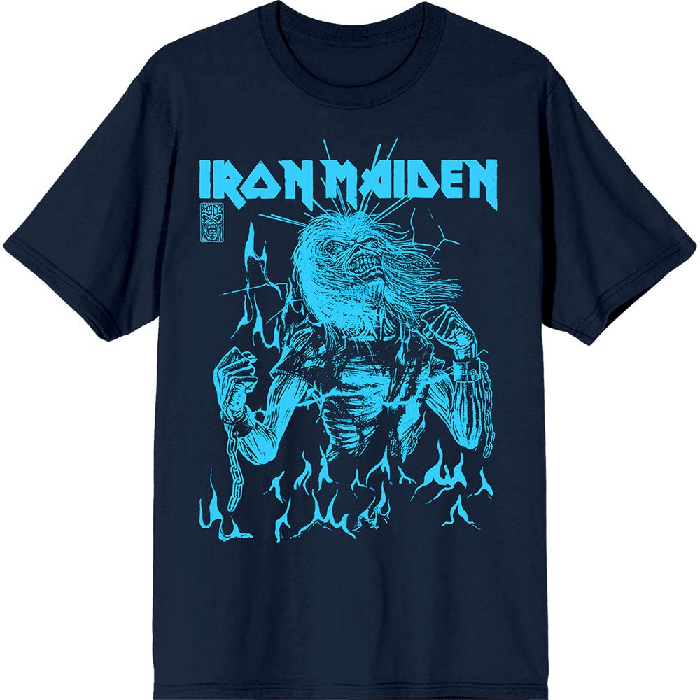 Iron Maiden 50 Life After Death Flames Blue Mens T Shirt