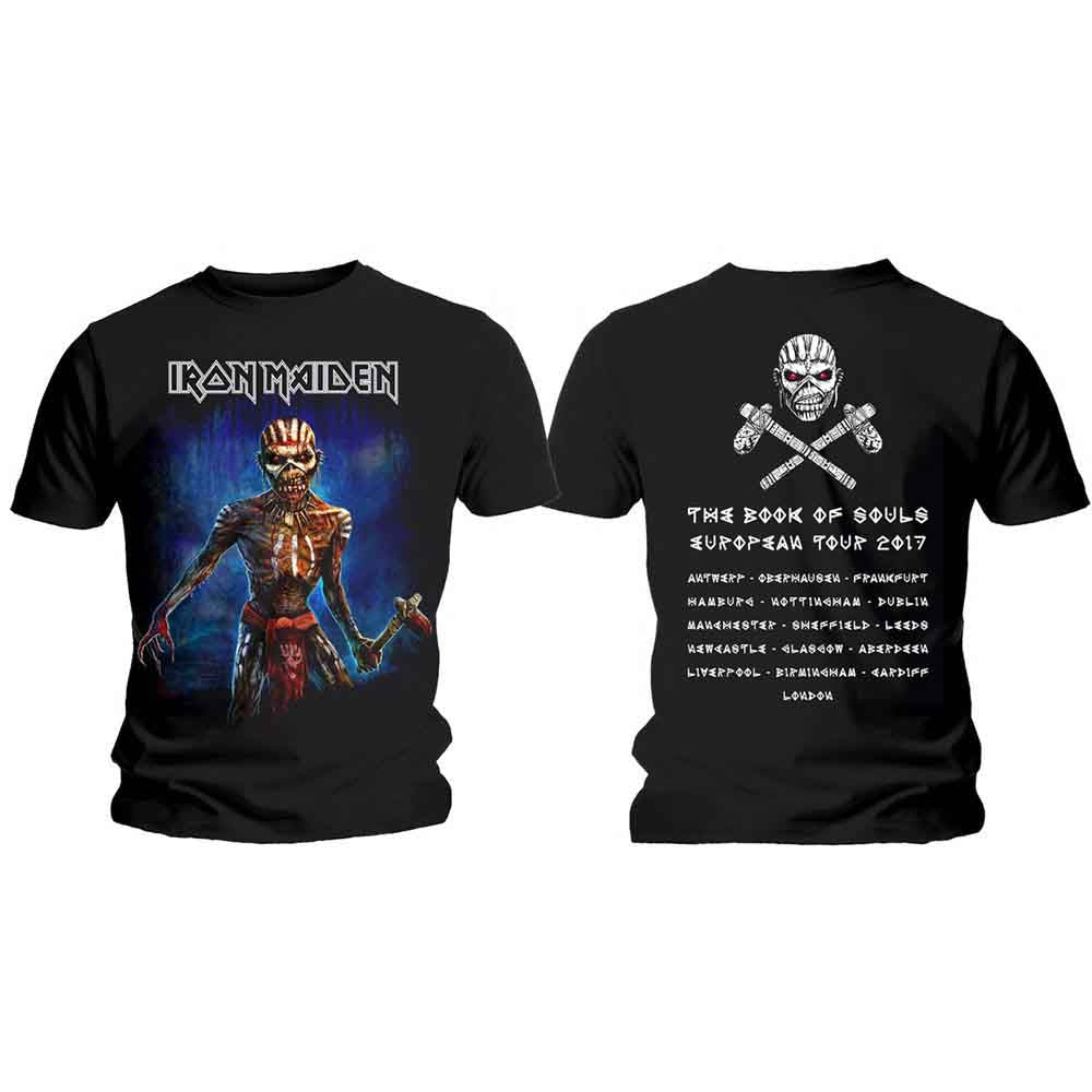 Iron Maiden Axe Eddie Book of Souls European Tour V.2 Mens T Shirt