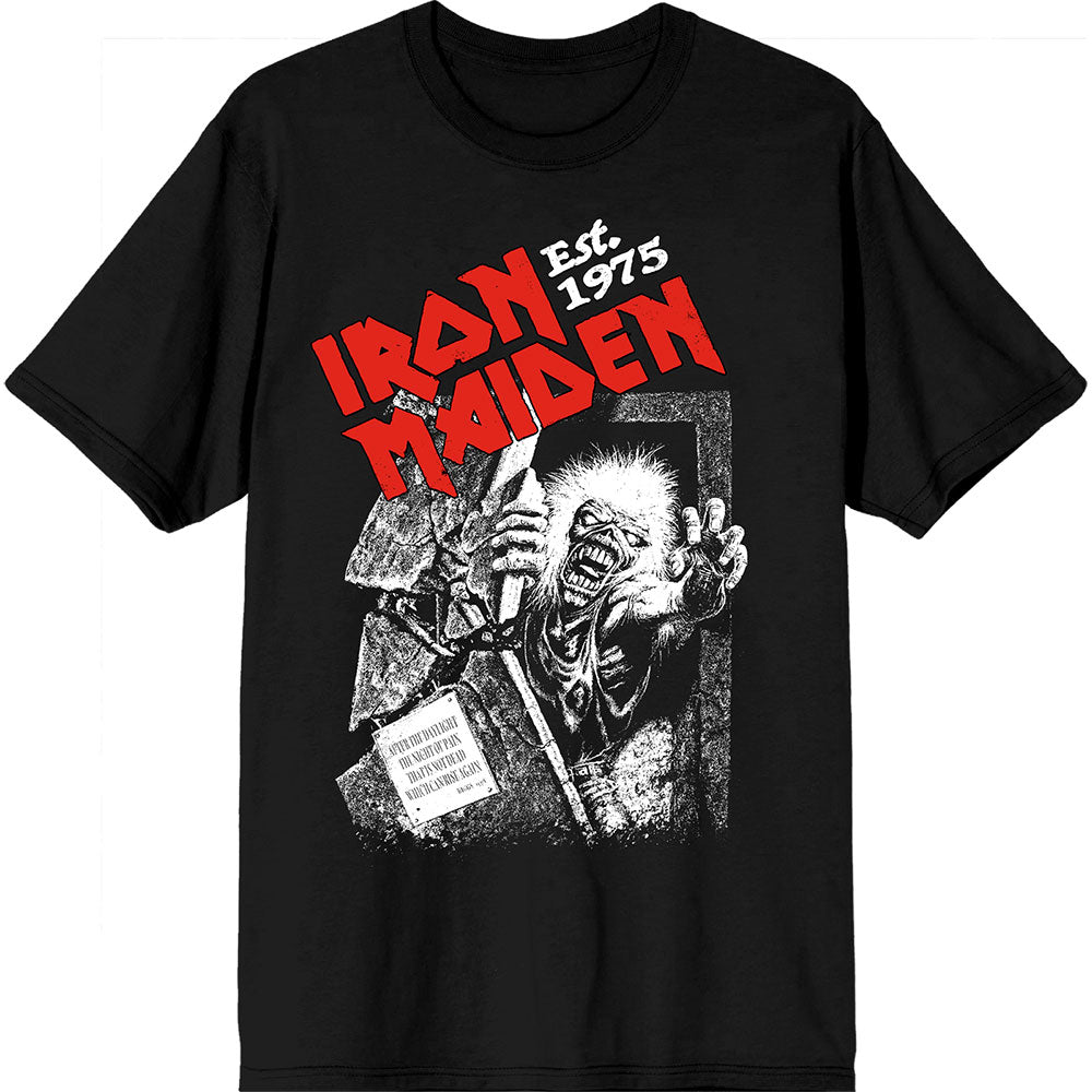 Iron Maiden Est. 1975 No Prayer Grave Red Logo Mens T Shirt