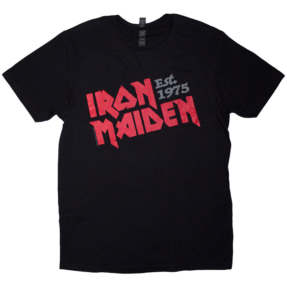Iron Maiden Est. 1975 Slanted Logo Mens T Shirt