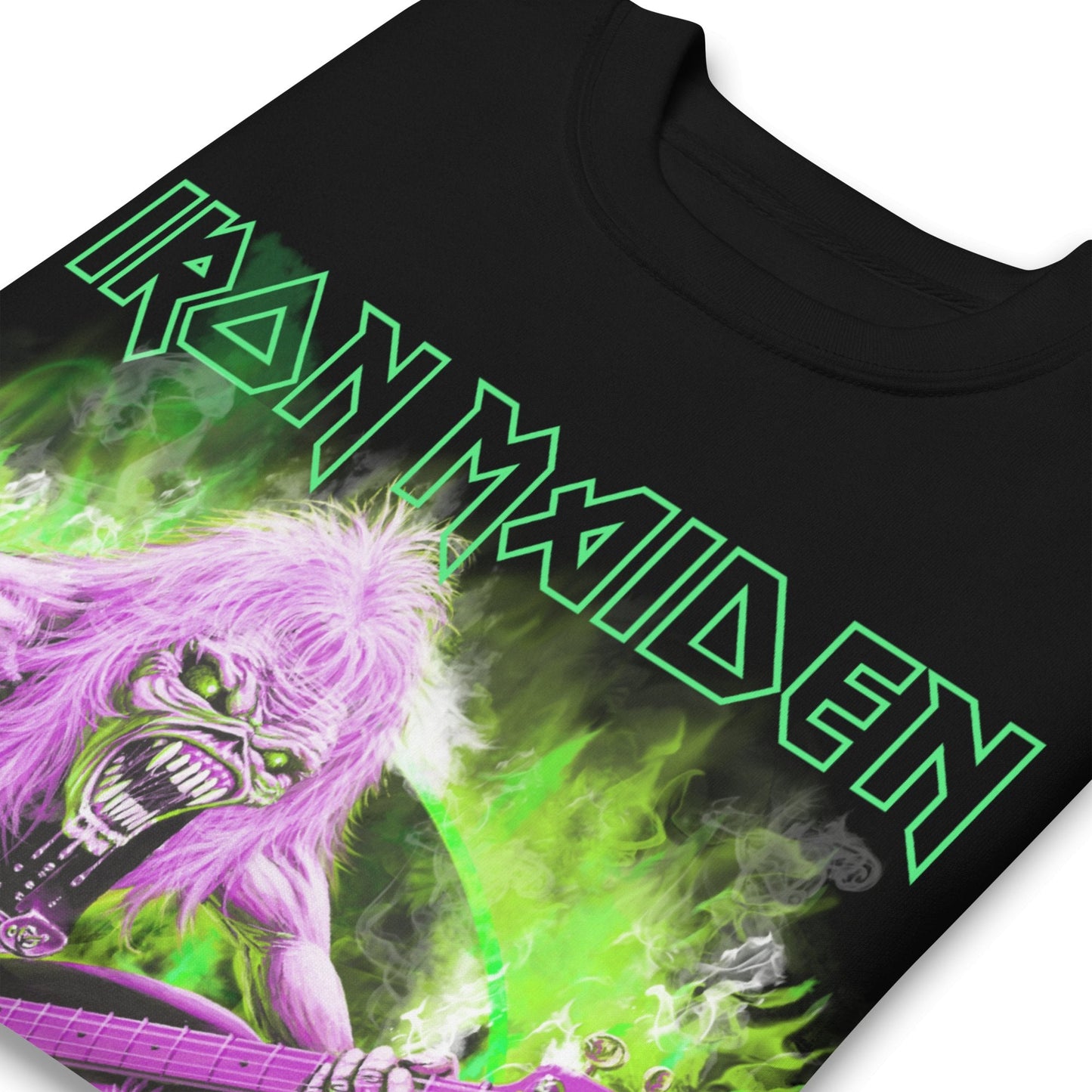Iron Maiden - Green Guitar Jumbo Print Crewneck Sweatshirt