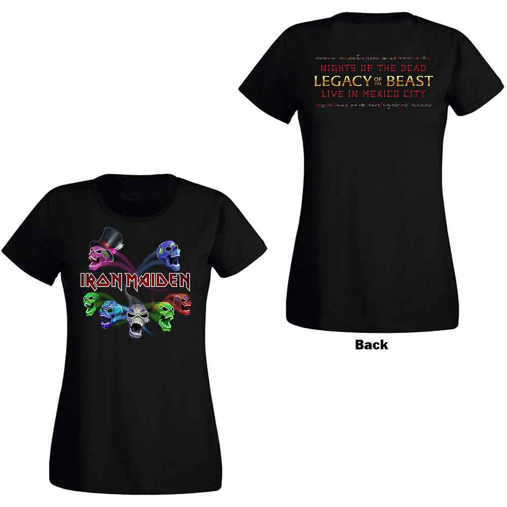 Iron Maiden Legacy of the Beast Live Album Skulls Womens T Shirt