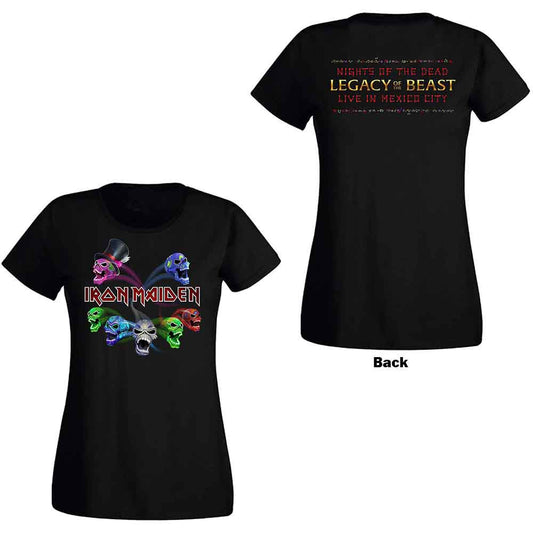 Iron Maiden Legacy of the Beast Live Album Skulls Womens T Shirt
