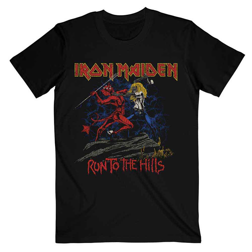 Iron Maiden Number Of The Beast Run To The Hills Distress Mens T Shirt