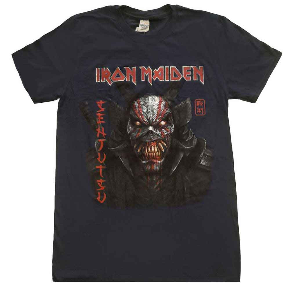 Iron Maiden Senjutsu Back Cover Vertical Logo Mens T Shirt