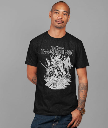 Iron Maiden - Trooper Black and White Jumbo Print T Shirt