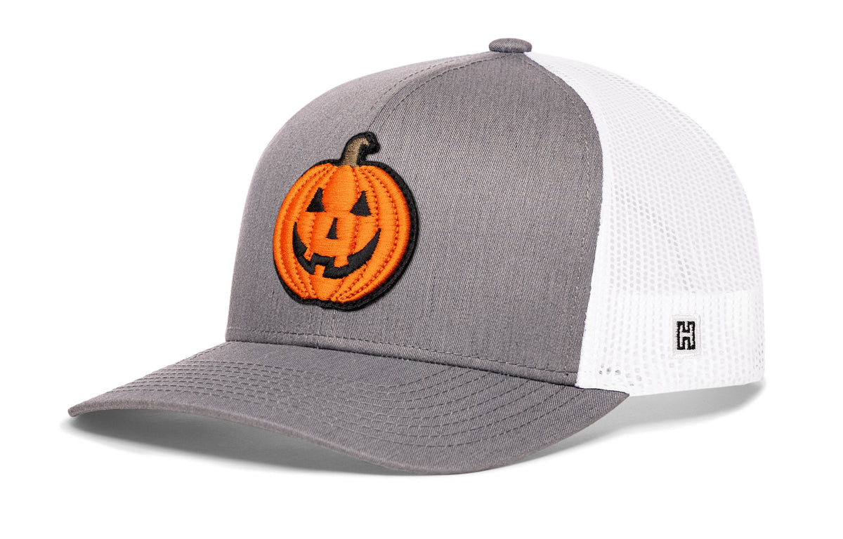 Jack-O-Lantern Trucker Hat Trucker Haka Hat Black Pumpkin Snapback