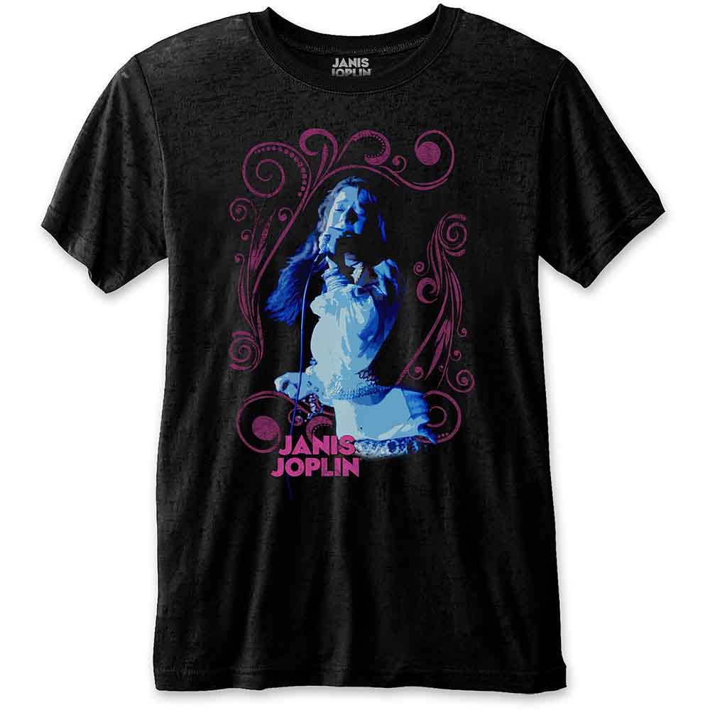 Janis Joplin Floral Frame Mens T Shirt