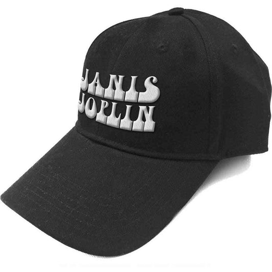 Janis Joplin White Logo Hat Black