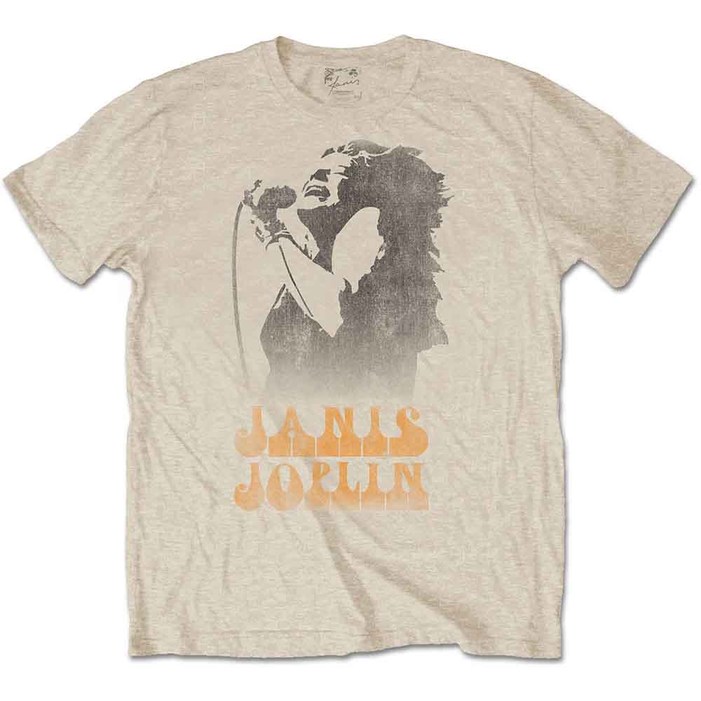 Janis Joplin Working The Mic Mens T Shirt