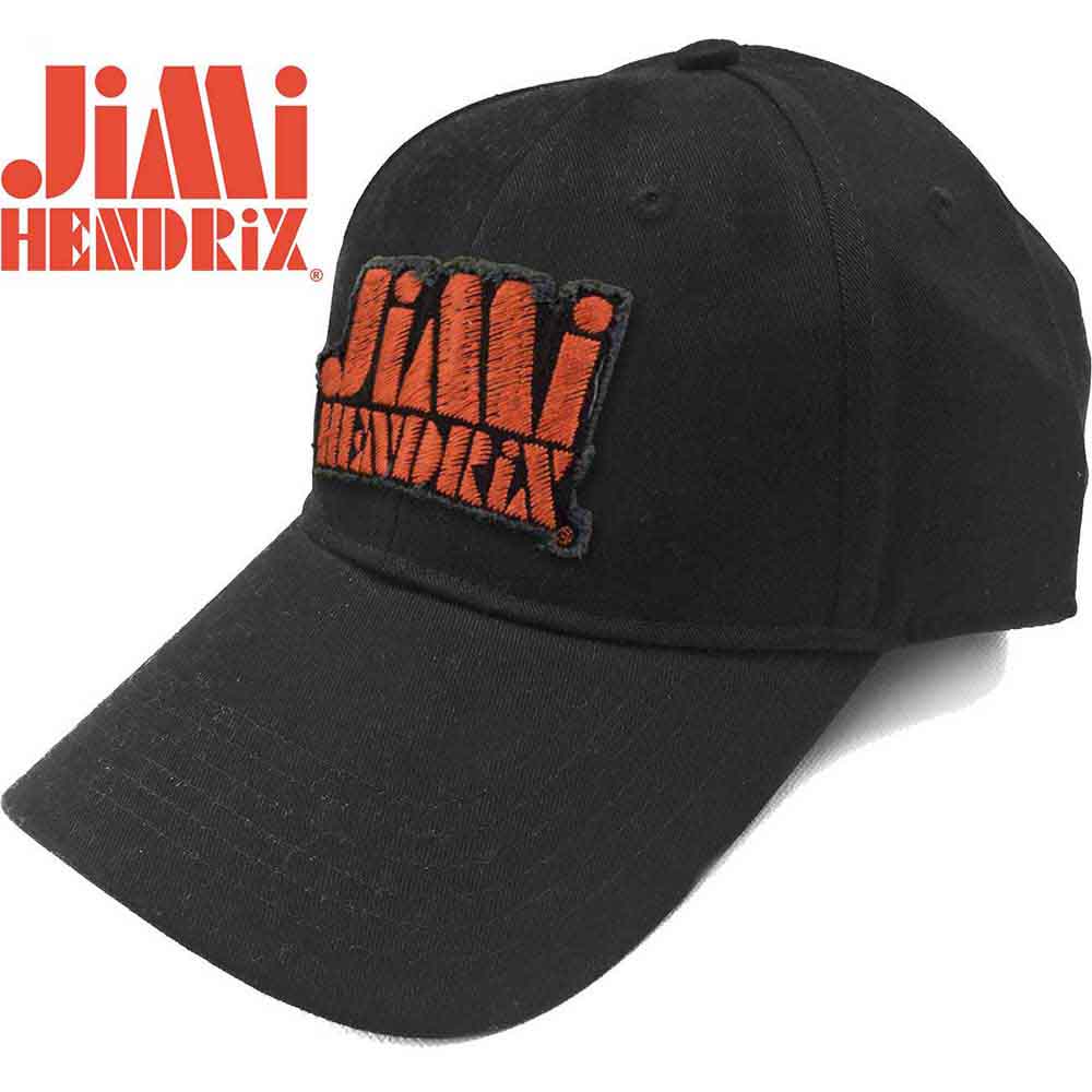 Jimi Hendrix Orange Stencil Logo Hat Black
