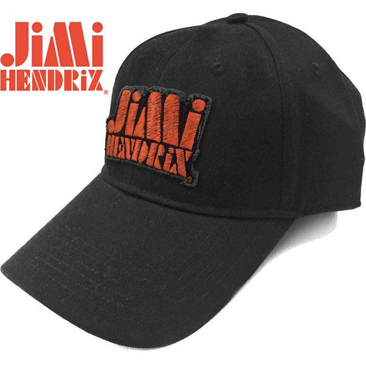 Jimi Hendrix Orange Stencil Logo Hat Black