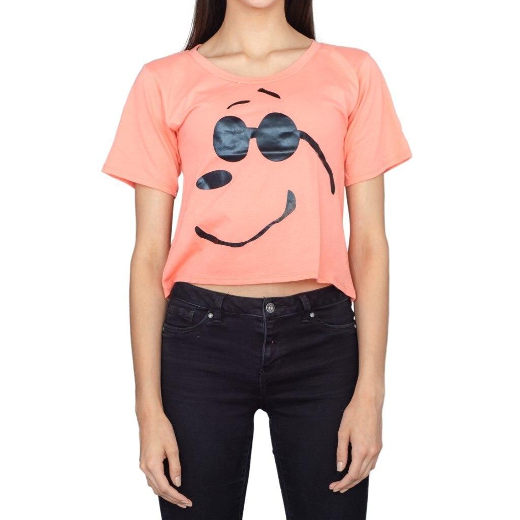 Joe Cool Snoopy Cropped Peach T Shirt