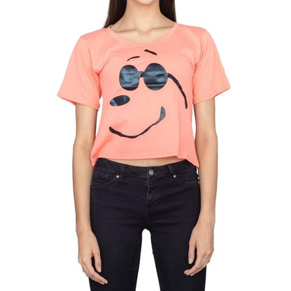 Joe Cool Snoopy Cropped Peach T Shirt