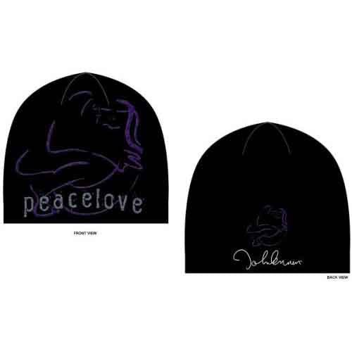 John Lennon Peace & Love Beanie Hat Black
