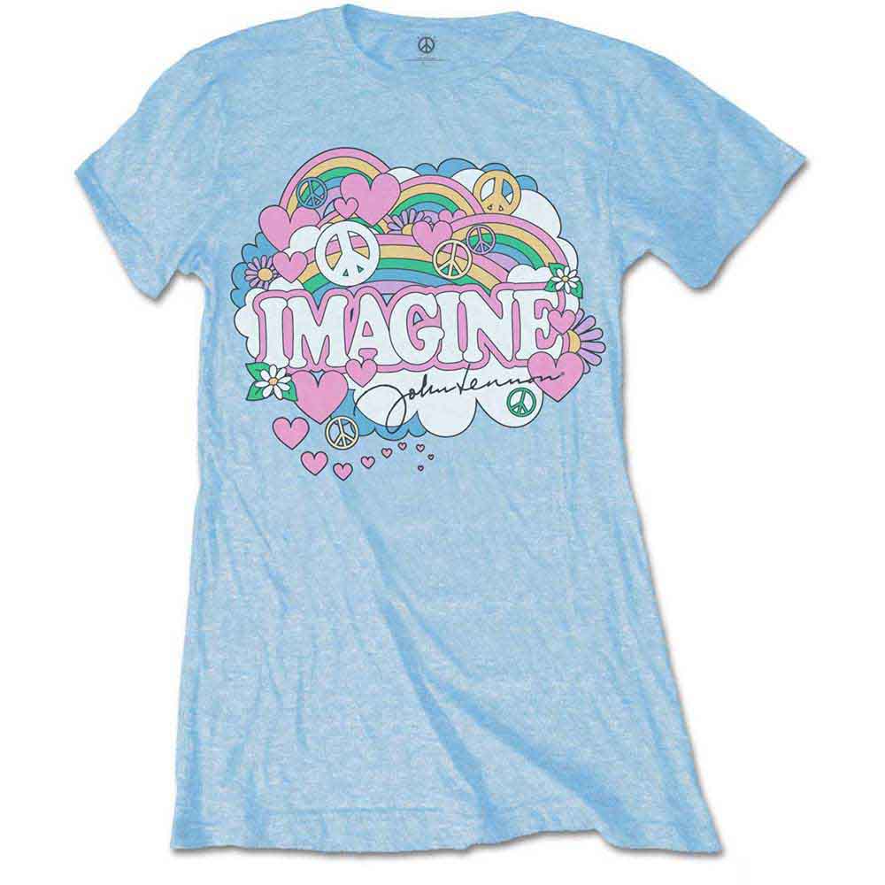 John Lennon Rainbows, Love & Peace Womens T Shirt
