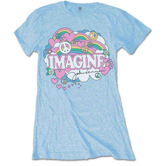 John Lennon Rainbows, Love & Peace Womens T Shirt