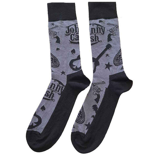 Johnny Cash Guitars 'n Guns Socks Black, Grey