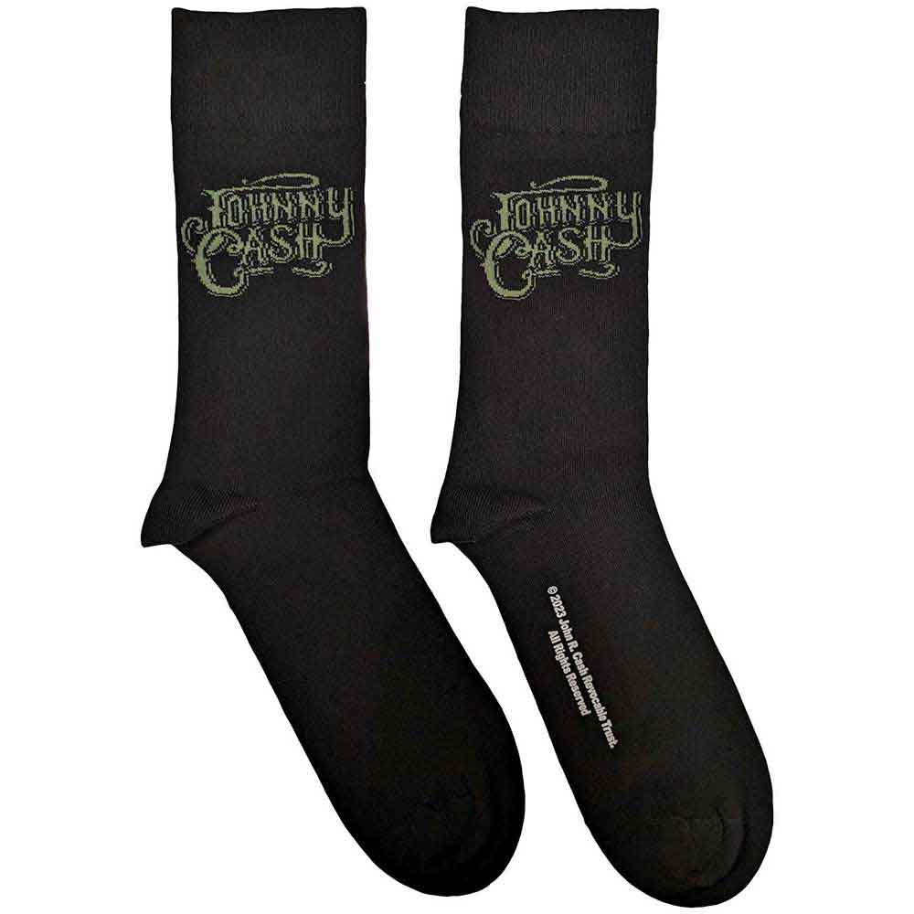Johnny Cash Text Logo Socks Black