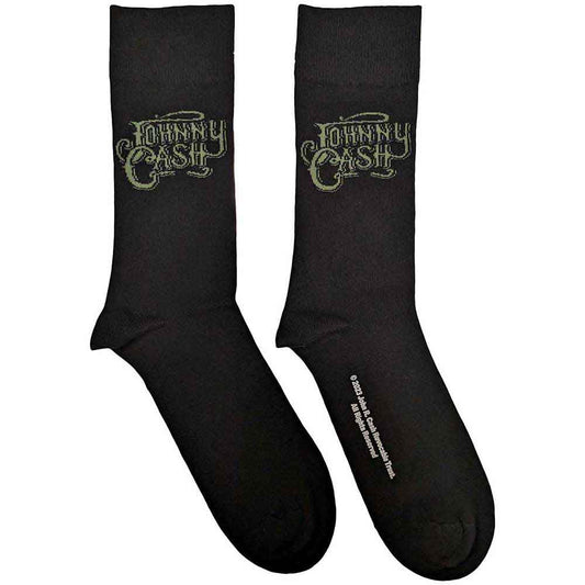 Johnny Cash Text Logo Socks Black