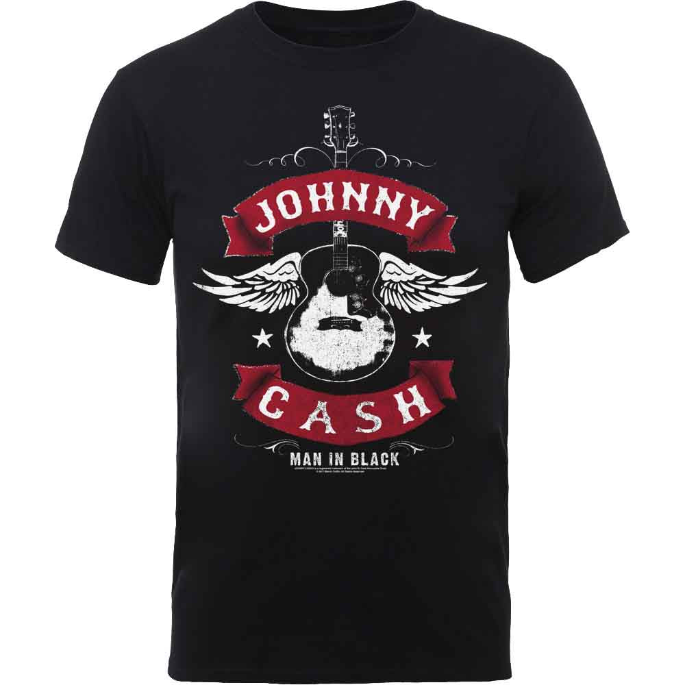 Johnny Cash Winged Guitar Mens T Shirt