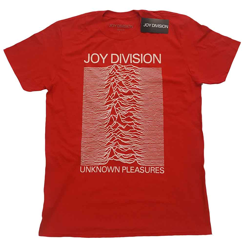Joy Division Unknown Pleasures White On Red Mens T Shirt