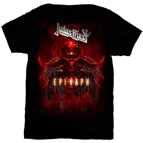 Judas Priest Epitaph Red Horns Mens T Shirt