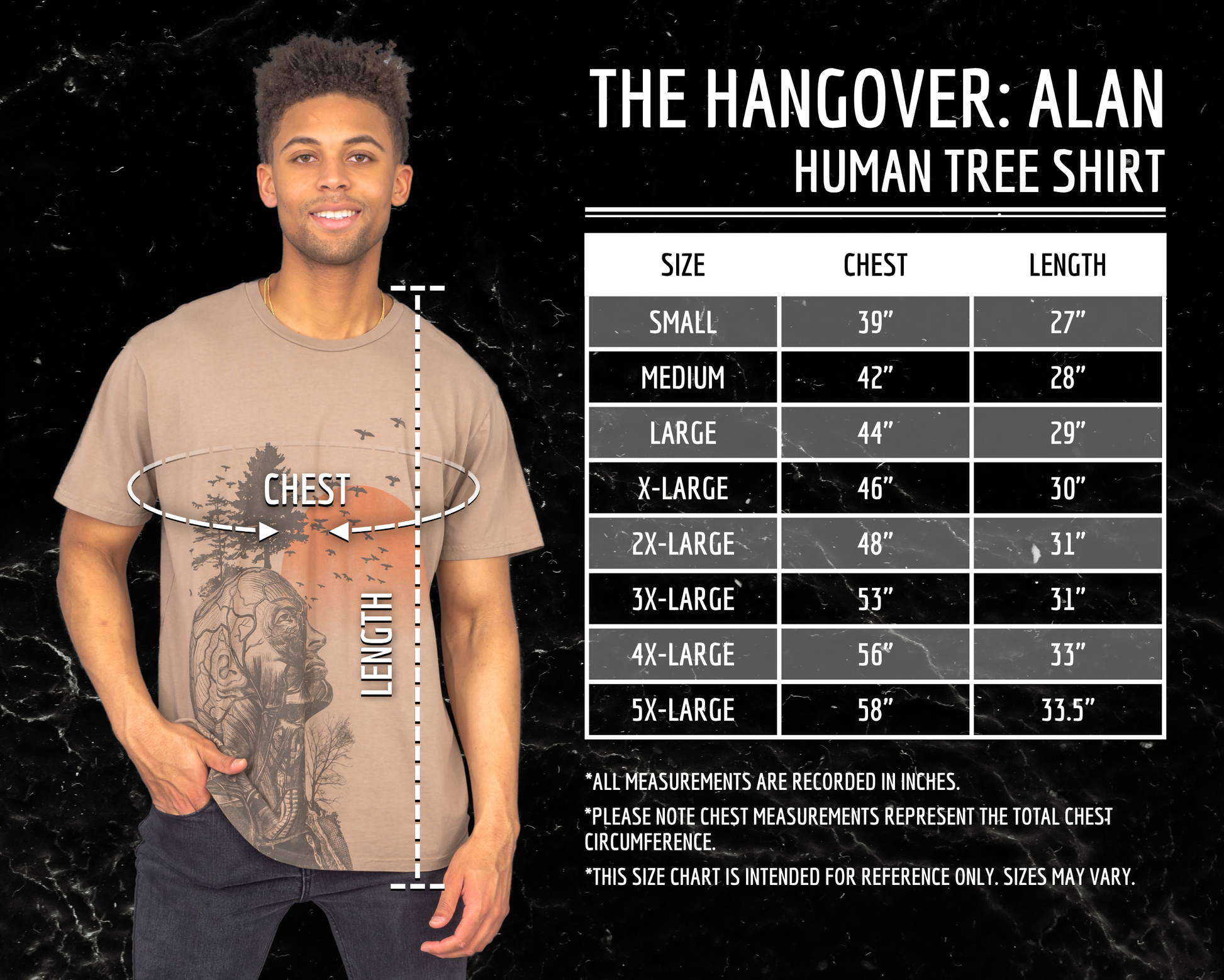 The Hangover Alan Human Tree Dark Khaki T Shirt