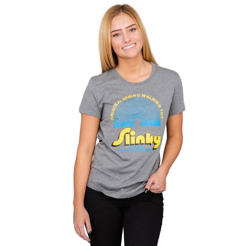 Juno Slinky Spring Walking Toy Gray Juniors T Shirt