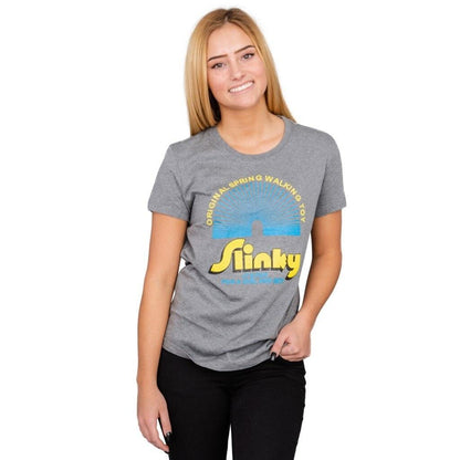 Juno Slinky Spring Walking Toy Gray Juniors T Shirt