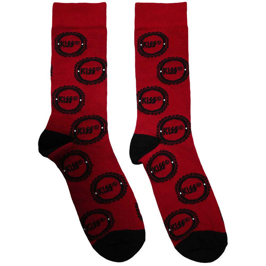 Kiss Buzzsaw Logo Pattern Socks Red