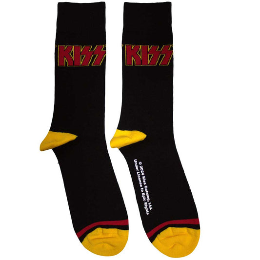 Kiss Red Logo Single Stripe Socks Black