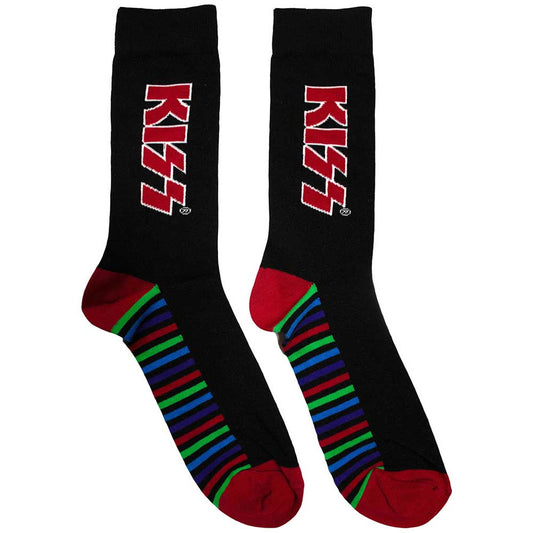 Kiss Red Logo & Stripes Socks Black