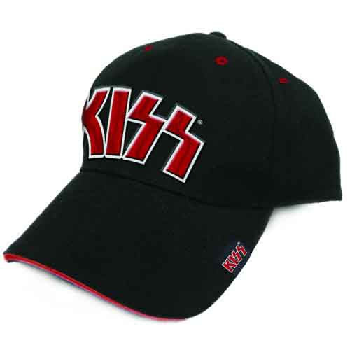 Kiss Red on White Logo Hat Black
