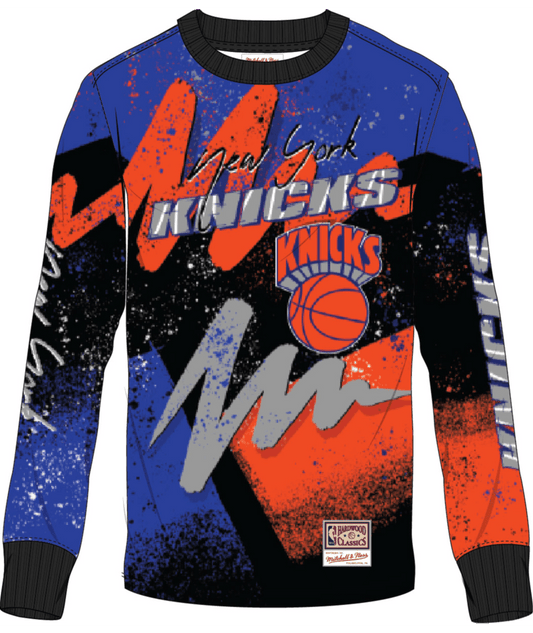 New York Knicks - Mitchell and Ness Hyper Hoops Moto Sweatshirt Blue