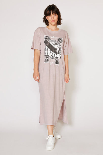 Led Zeppelin Vintage Womens Dress T Shirt Lavender Gray