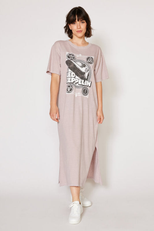 Led Zeppelin Vintage Womens Dress T Shirt Lavender Gray