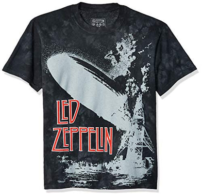 Led Zeppelin Blimp Exploding All Over Liquid Blue Mens T Shirt Black