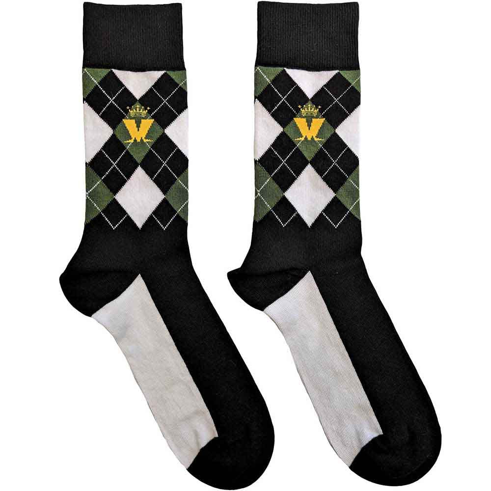 Madness Crown & M Green Diamond Socks Black