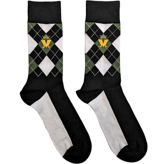 Madness Crown & M Green Diamond Socks Black