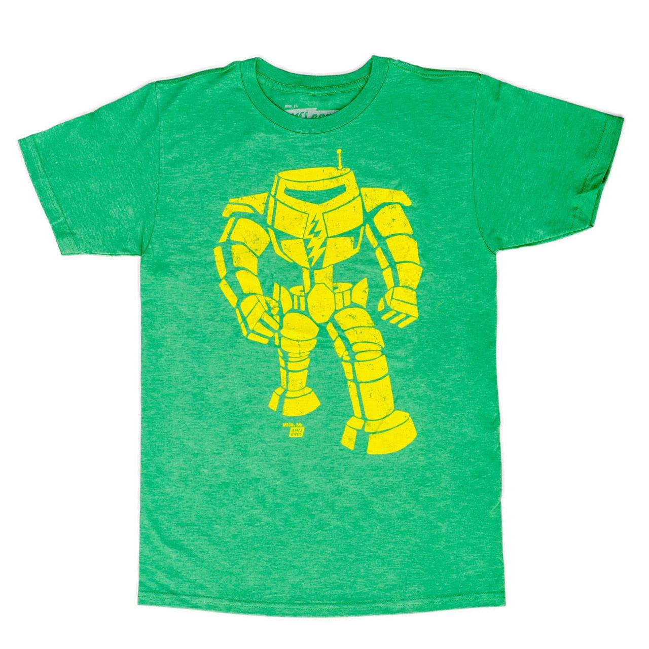 Man-Bot Vintage Graphic Green Adult T Shirt