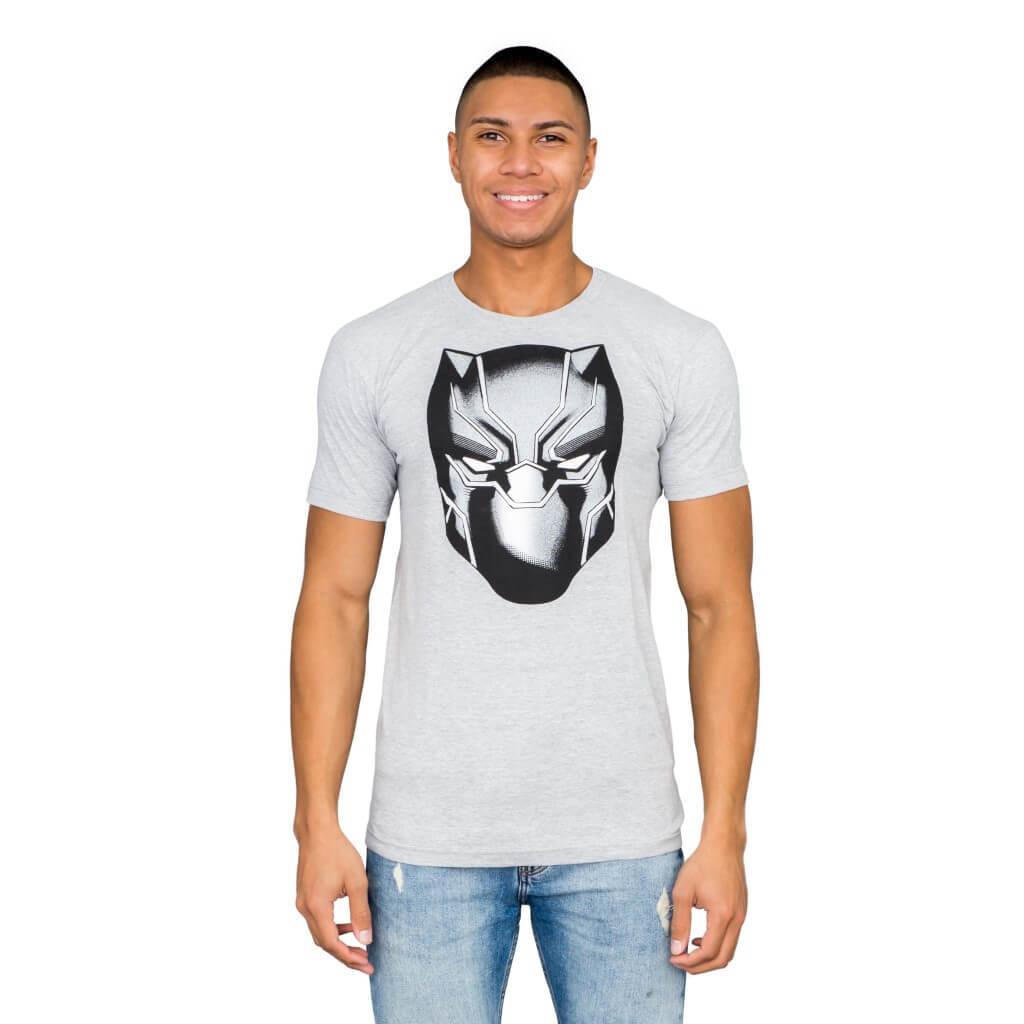 Marvel Comics Black Panther Headshot Heather Gray T Shirt