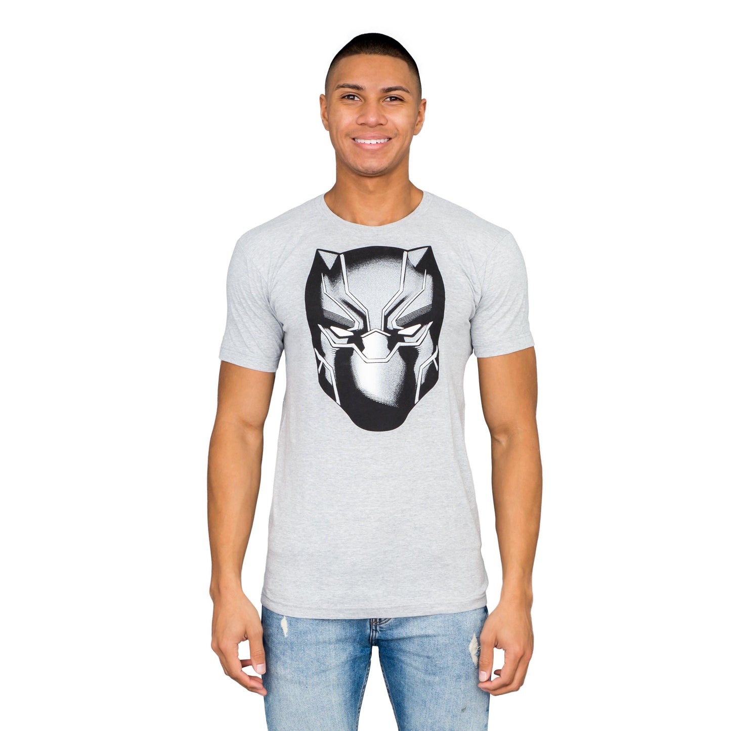 Marvel Comics Black Panther Headshot Heather Gray T Shirt