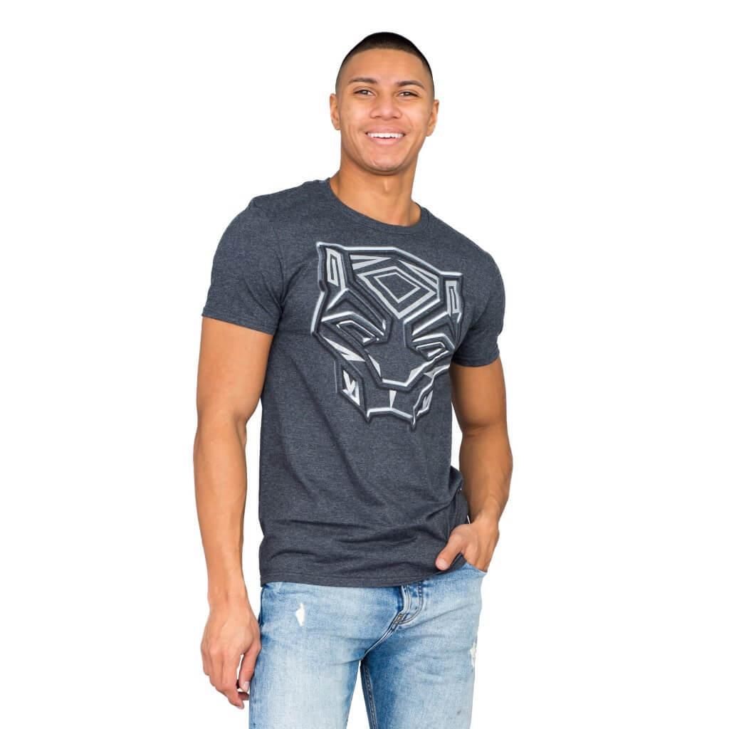 Marvel Comics Black Panther Metallic Ink Charcoal T Shirt