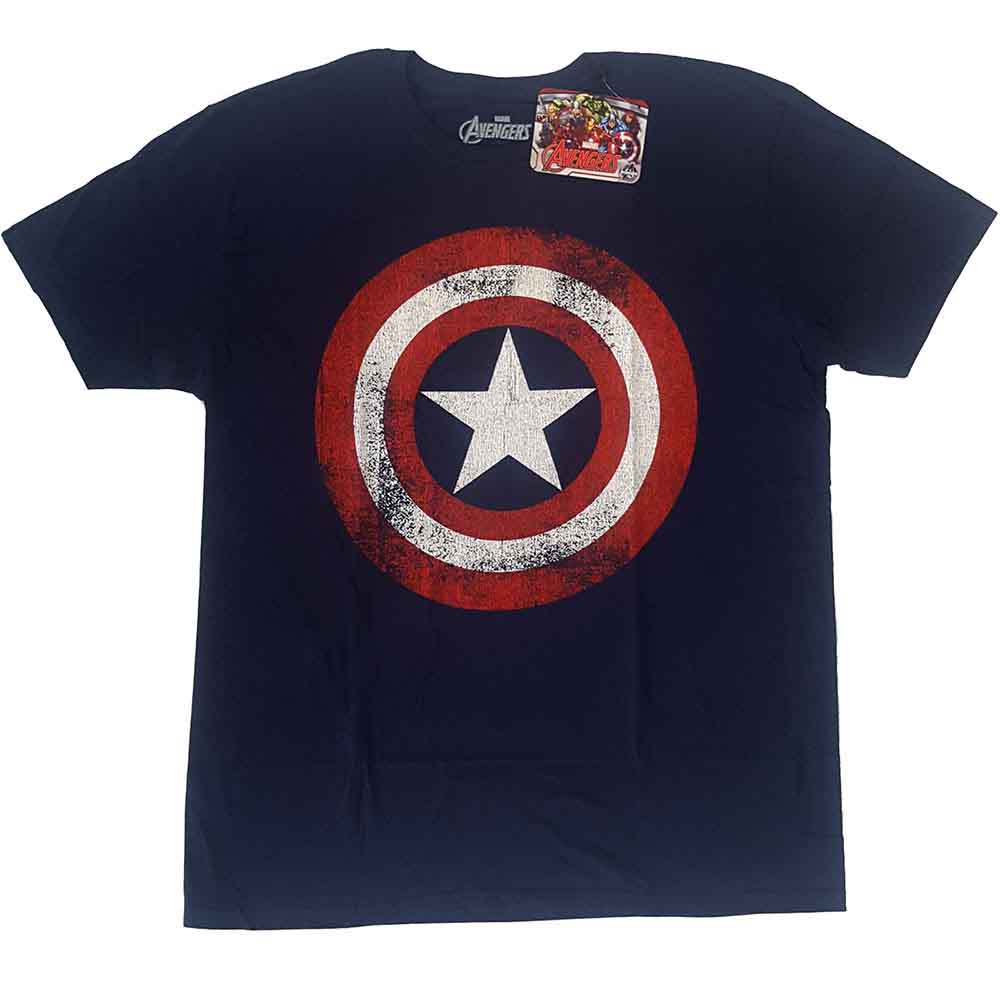 Marvel Comics Captain America Distressed Shield Mens T Shirt